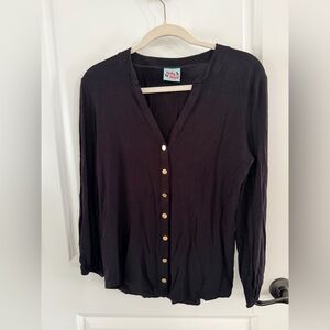 Stylish Black Button-Down Shirt with Gold Buttons